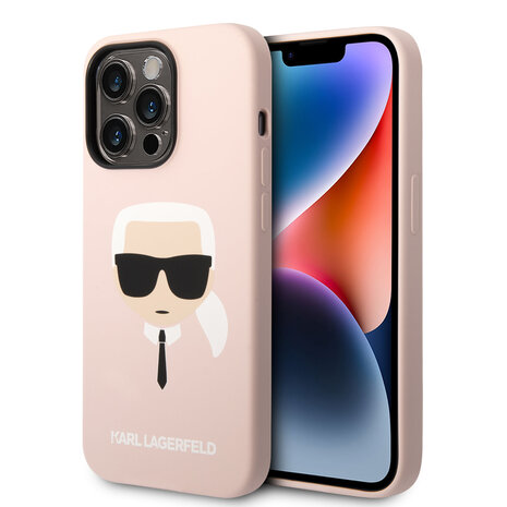 Karl Lagerfeld Karl Lagerfeld coque arrière rigide pour iPhone 14 Pro - Karl's Head - Rose Karl Lagerfeld Karl Lagerfeld coque arrière rigide pour iPhone 14 Pro - Karl's Head - Rose
