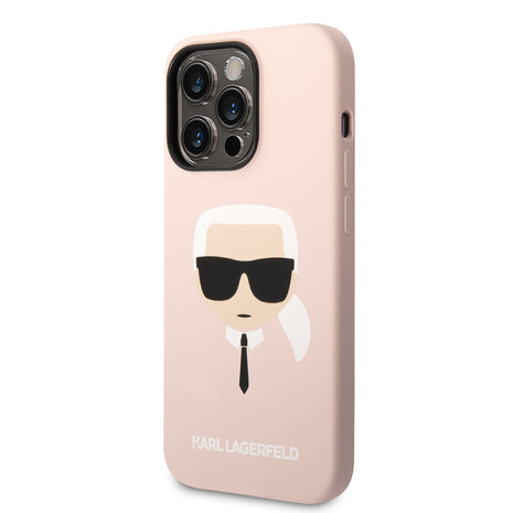 Karl Lagerfeld Karl Lagerfeld iPhone 14 Pro Hardcase Backcover - Karl's Head - Roze Karl Lagerfeld Karl Lagerfeld iPhone 14 Pro Hardcase Backcover - Karl's Head - Roze