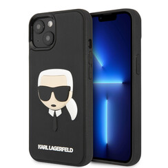 Karl Lagerfeld iPhone 14 & 15 Plus Hardcase Hulle - 3D Rubber Karl's Head - Schwarz