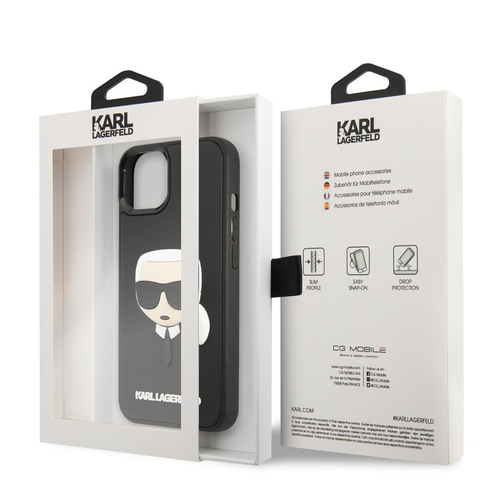 Karl Lagerfeld Karl Lagerfeld coque arriere rigide pour iPhone 14 & 15 Plus - 3D Rubber Karl's Head - Noir Karl Lagerfeld Karl Lagerfeld coque arriere rigide pour iPhone 14 & 15 Plus - 3D Rubber Karl's Head - Noir