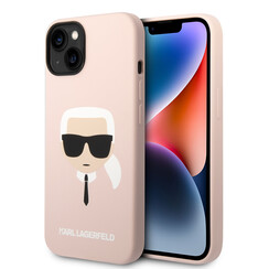 Karl Lagerfeld coque arriere rigide pour iPhone 14 & 13 - Karl's Head - Rose