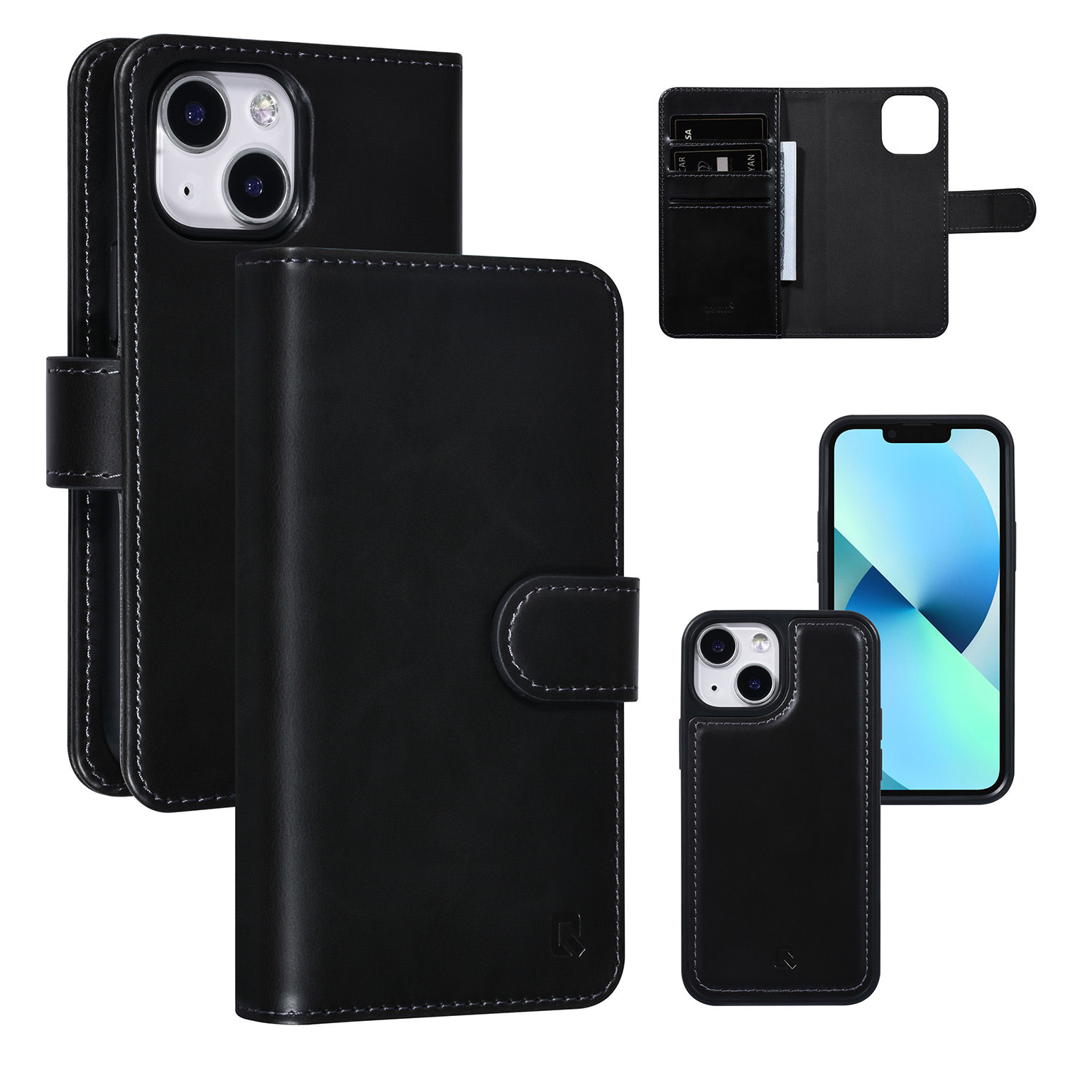 UNIQ Accessory UNIQ Accessory 2 in 1 Zwart iPhone 13 Mini Booktype en Backcover Pasjeshouder - Magneetsluiting