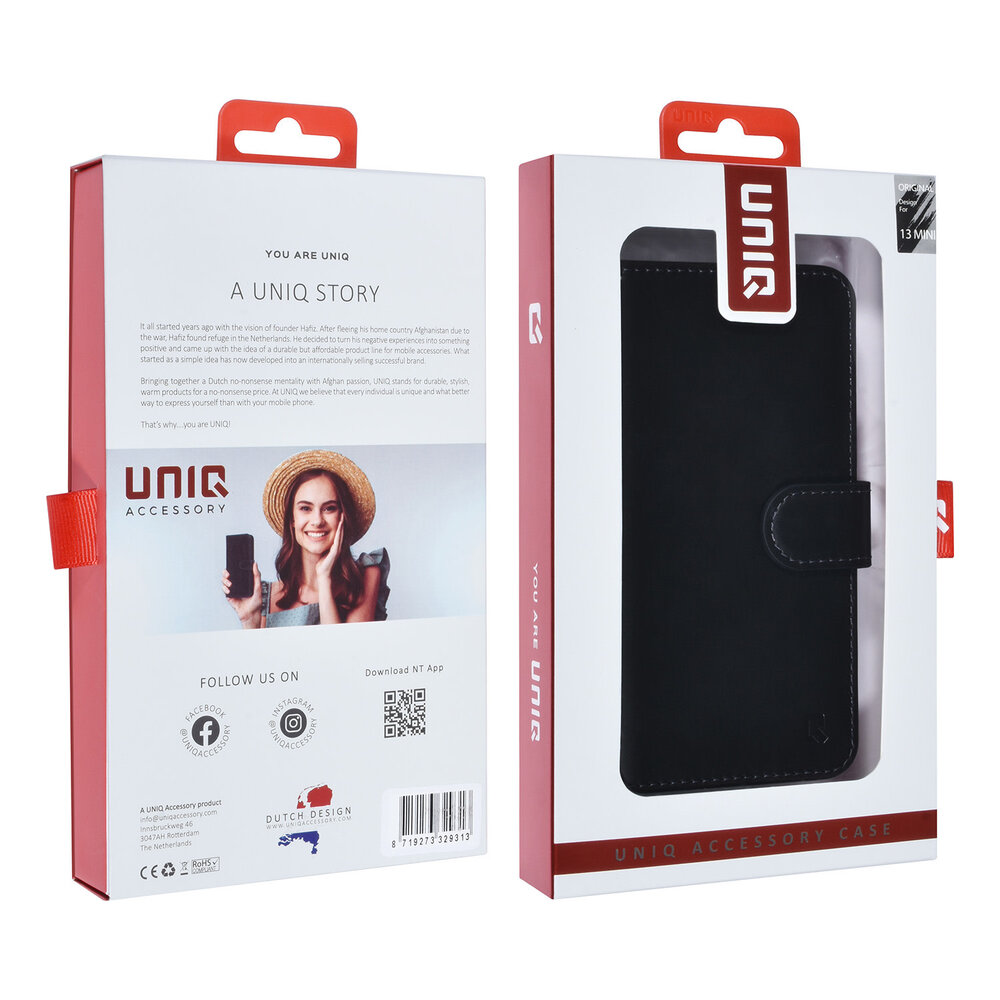 UNIQ Accessory UNIQ Accessory iPhone 13 Mini Noir Porte-cartes type livre et couverture arrière - fermeture magnétique UNIQ Accessory UNIQ Accessory iPhone 13 Mini Noir Porte-cartes type livre et couverture arrière - fermeture magnétique