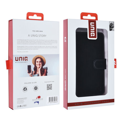 UNIQ Accessory UNIQ Accessory iPhone 13 Mini Noir Porte-cartes type livre et couverture arrière - fermeture magnétique UNIQ Accessory UNIQ Accessory iPhone 13 Mini Noir Porte-cartes type livre et couverture arrière - fermeture magnétique