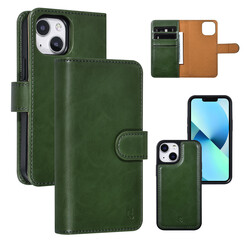 UNIQ Accessory 2 in 1  iPhone 13 Mini Grün Kartenhalter in Buchform und Rückseite – Magnetverschluss