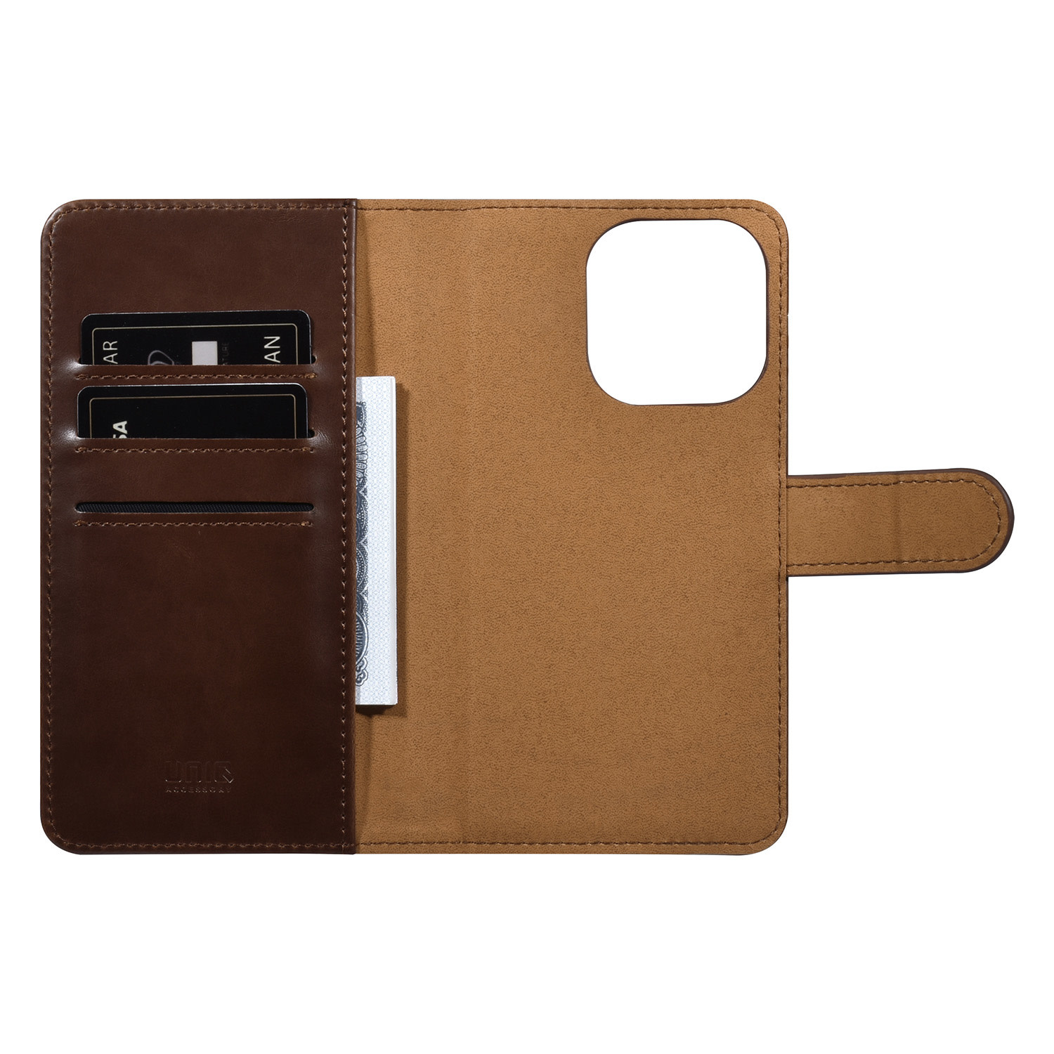 UNIQ Accessory UNIQ Accessory iPhone 14 Pro Book Case hoesje Pasjeshouder - Bruin, foto 5 van 6
