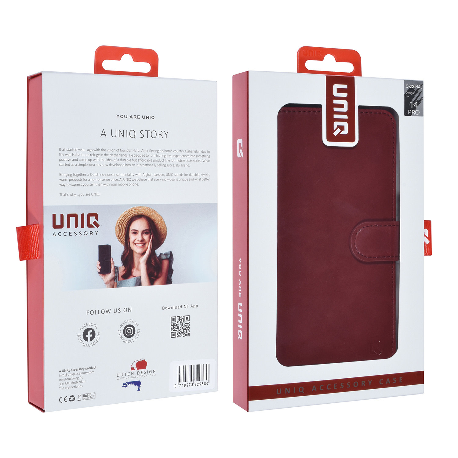 UNIQ Accessory UNIQ Accessory iPhone 14 Pro Book Case hoesje Pasjeshouder - Rood, foto 6 van 6