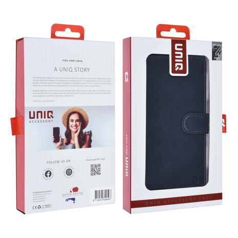 UNIQ Accessory UNIQ Accessory iPhone 14 Pro Book type housse Porte-cartes - Bleu UNIQ Accessory UNIQ Accessory iPhone 14 Pro Book type housse Porte-cartes - Bleu