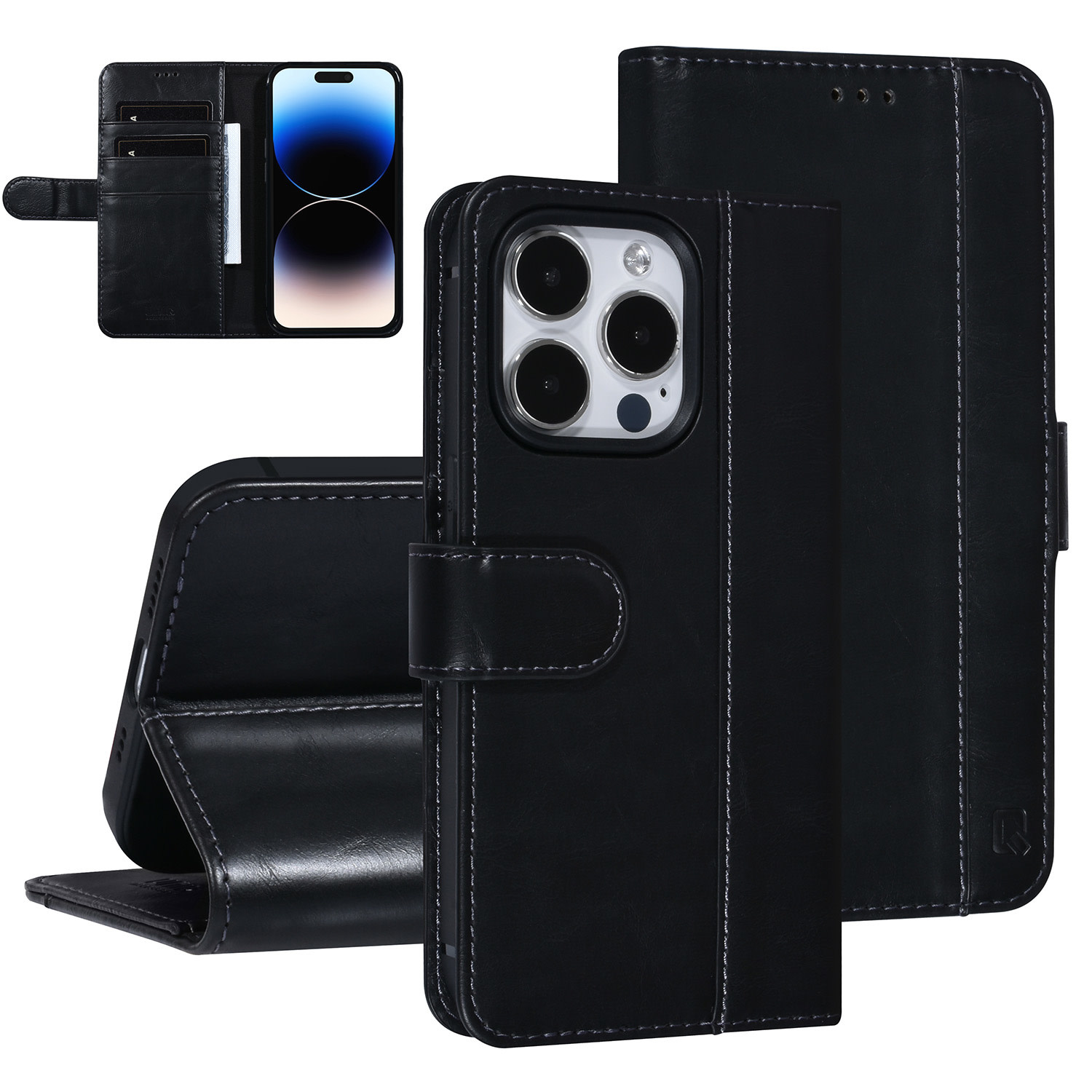 UNIQ Accessory UNIQ Accessory Zwart iPhone 14 Pro Booktype Pasjeshouder voor 3 pasjes - Magneetsluiting