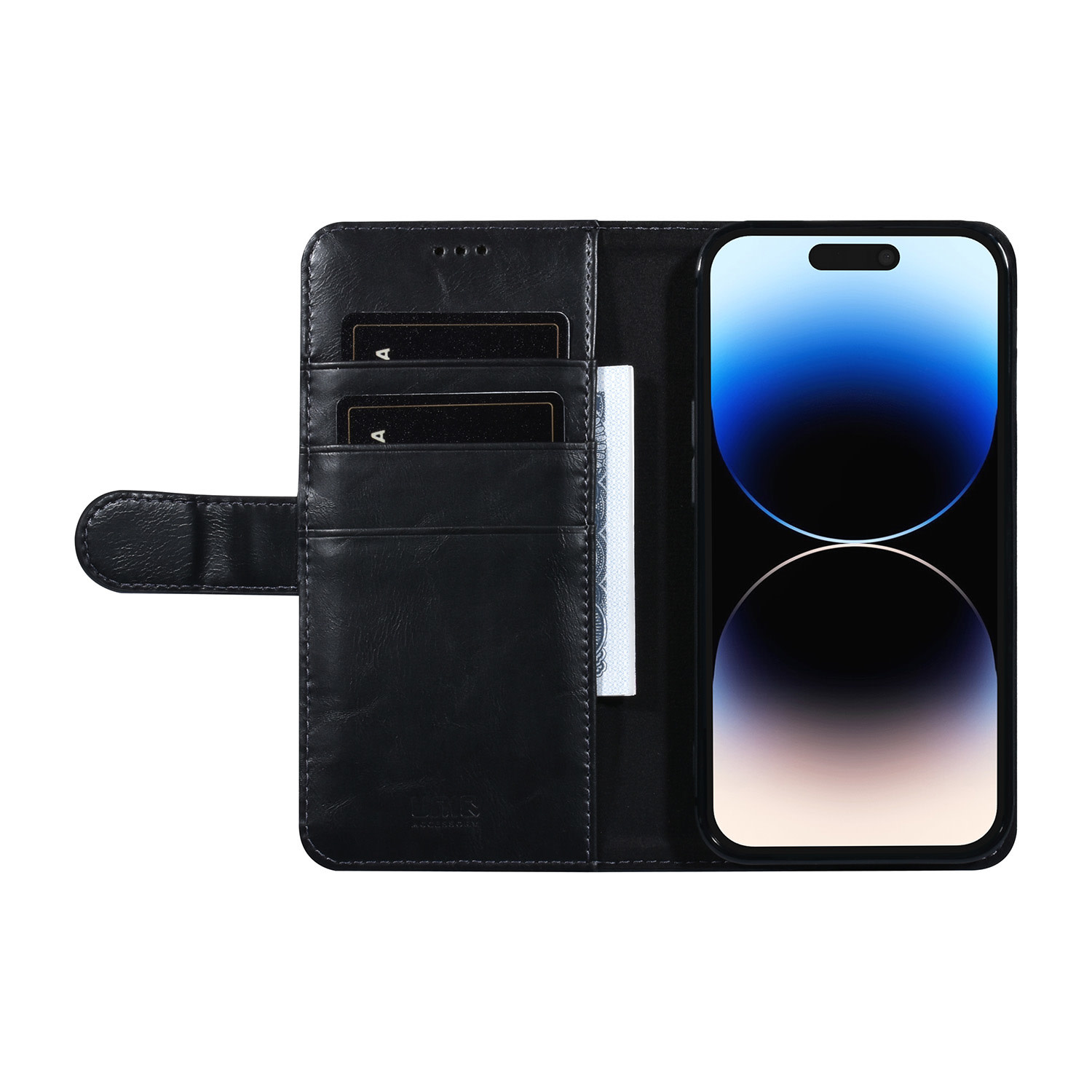 UNIQ Accessory UNIQ Accessory Zwart iPhone 14 Pro Booktype Pasjeshouder voor 3 pasjes - Magneetsluiting, foto 4 van 5