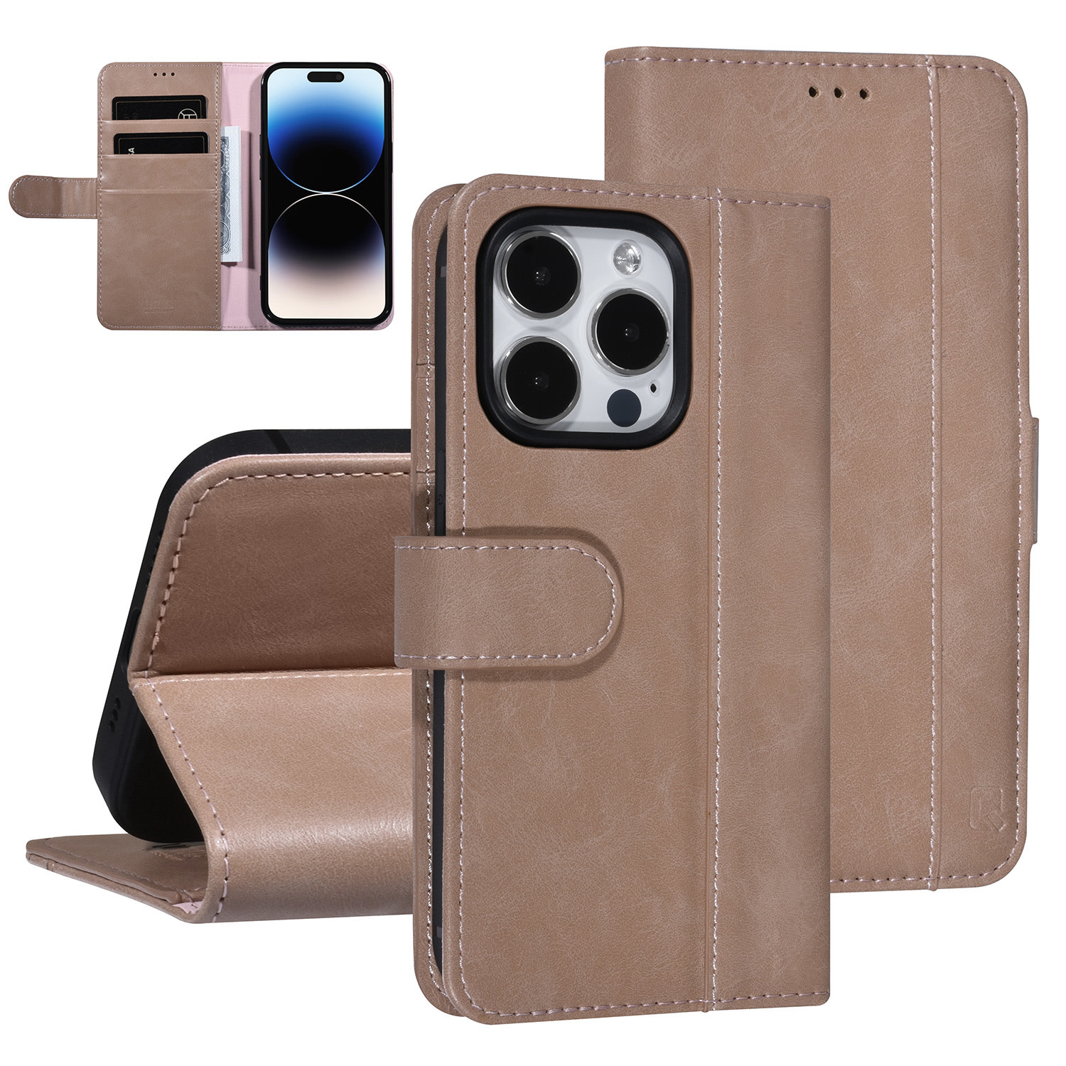 UNIQ Accessory UNIQ Accessory Roze iPhone 14 Pro Booktype Pasjeshouder voor 3 pasjes - Magneetsluiting