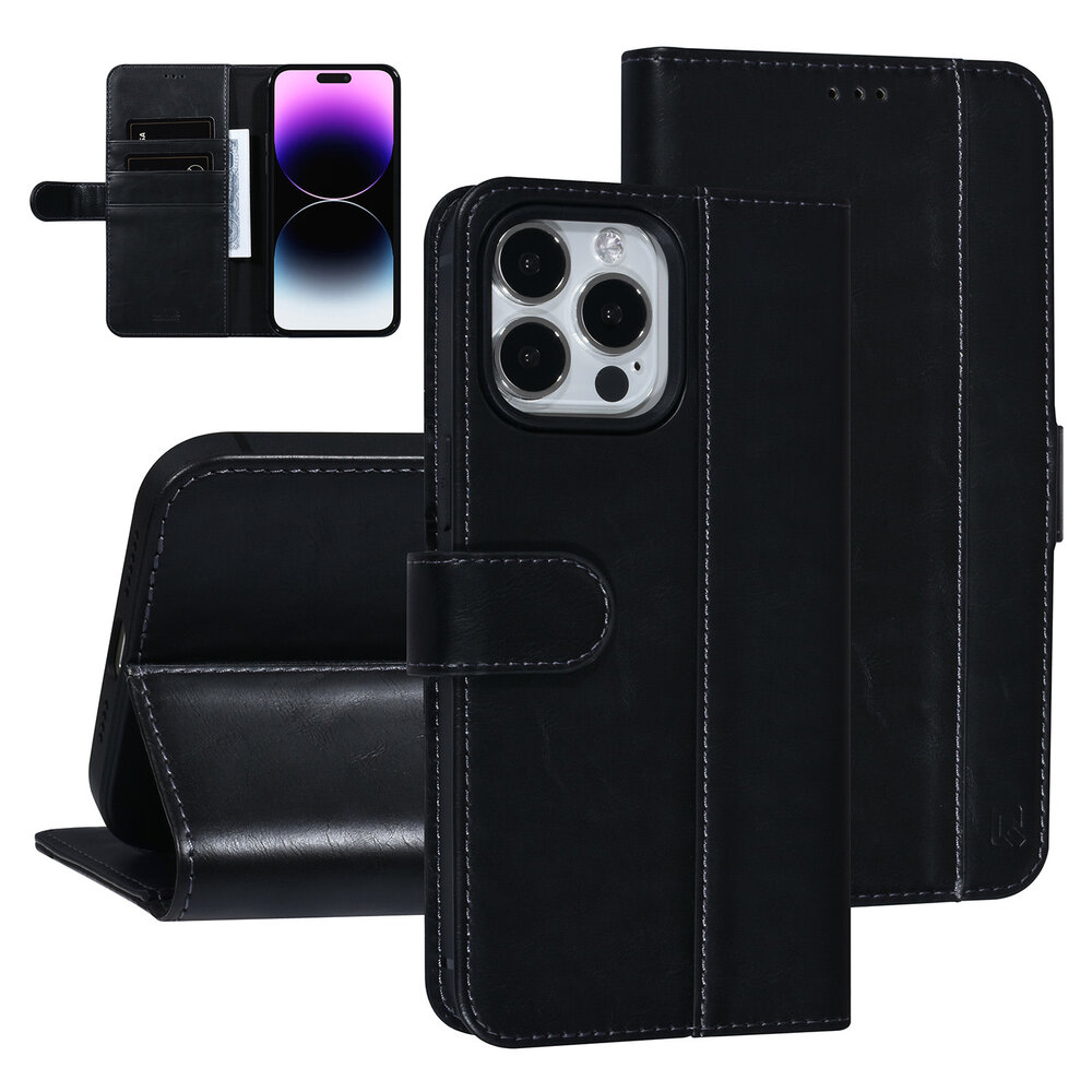 UNIQ Accessory UNIQ Accessory Zwart iPhone 14 Pro Max Booktype Pasjeshouder voor 3 pasjes - Magneetsluiting UNIQ Accessory UNIQ Accessory Zwart iPhone 14 Pro Max Booktype Pasjeshouder voor 3 pasjes - Magneetsluiting