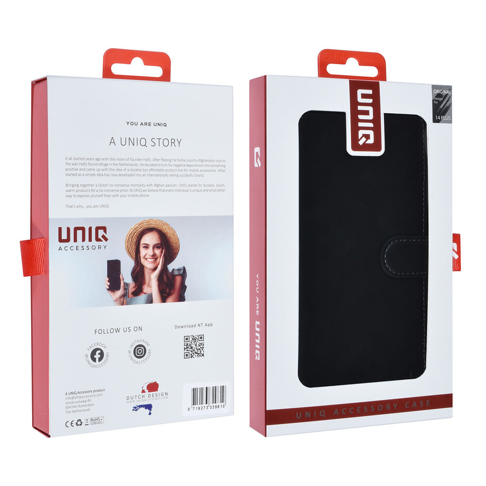UNIQ Accessory UNIQ Accessory iPhone 14 & 15 Plus Noir Porte-cartes type livre et couverture arriere - fermeture magnetique UNIQ Accessory UNIQ Accessory iPhone 14 & 15 Plus Noir Porte-cartes type livre et couverture arriere - fermeture magnetique