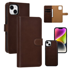UNIQ Accessory 2 in 1  Bruin iPhone 14 & 15 Plus Booktype en Backcover Pasjeshouder - Magneetsluiting