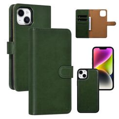 UNIQ Accessory 2 in 1  iPhone 14 & 15 Plus Grun Kartenhalter in Buchform und Ruckseite - Magnetverschluss