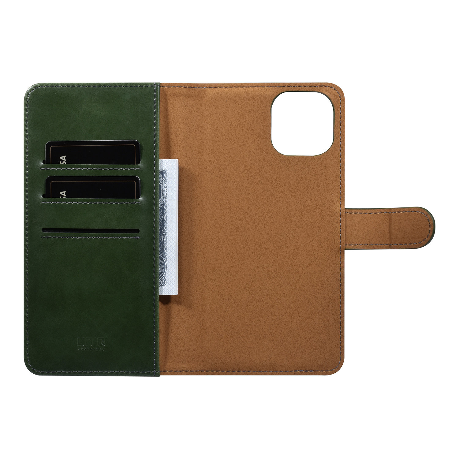 UNIQ Accessory UNIQ Accessory 2 in 1 Groen iPhone 14 & 15 Plus Booktype en Backcover Pasjeshouder - Magneetsluiting, foto 4 van 6