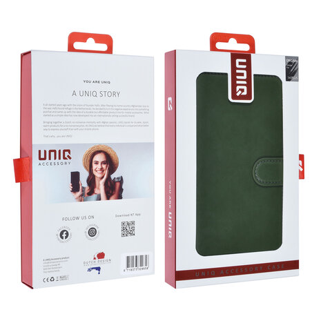 UNIQ Accessory UNIQ Accessory 2 in 1 iPhone 14 & 15 Plus Grun Kartenhalter in Buchform und Ruckseite - Magnetverschluss UNIQ Accessory UNIQ Accessory 2 in 1 iPhone 14 & 15 Plus Grun Kartenhalter in Buchform und Ruckseite - Magnetverschluss