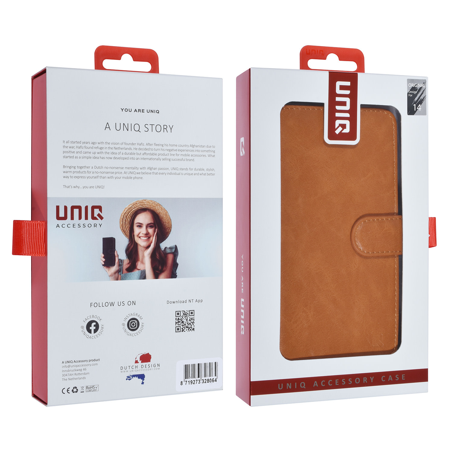 UNIQ Accessory UNIQ Accessory Bruin iPhone 14 & 13 Booktype Pasjeshouder voor 9 pasjes - Magneetsluiting, foto 5 van 5