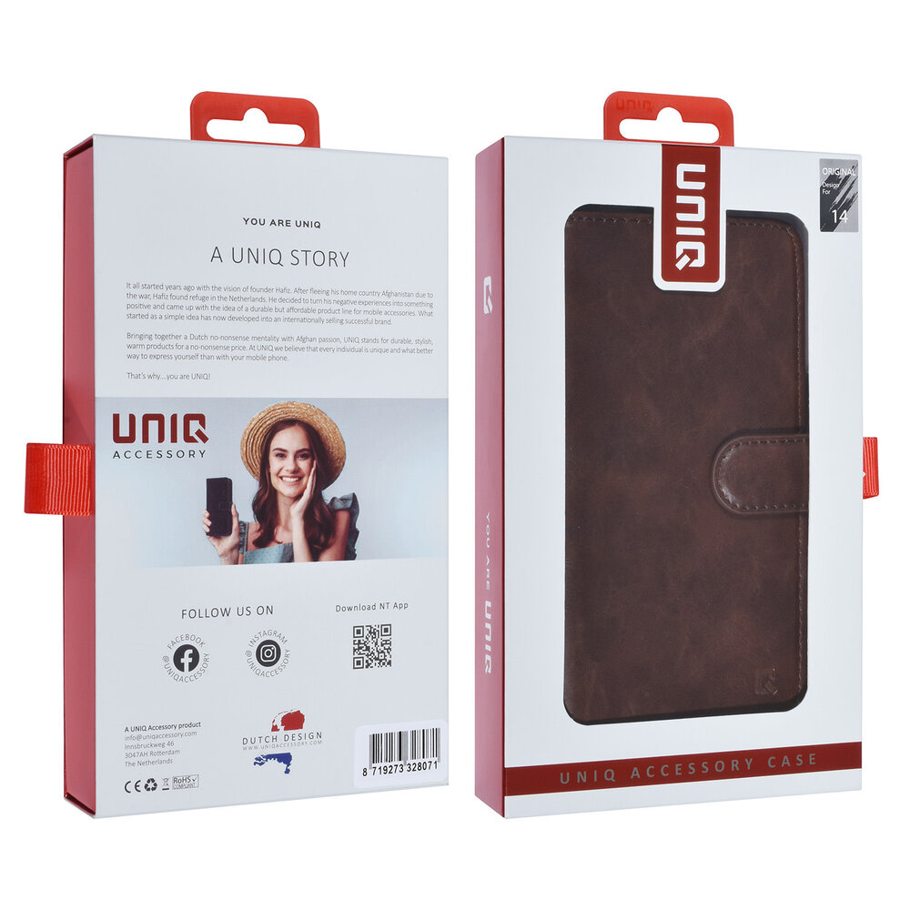 UNIQ Accessory UNIQ Accessory iPhone 14 & 13 Dark Brown Booktype Card holder for 9 cards - Magnetic closure UNIQ Accessory UNIQ Accessory iPhone 14 & 13 Dark Brown Booktype Card holder for 9 cards - Magnetic closure