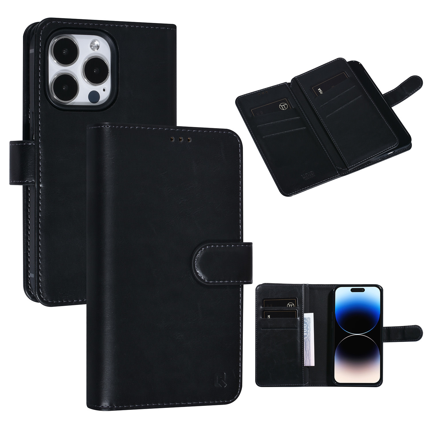 UNIQ Accessory UNIQ Accessory Zwart iPhone 14 Pro Booktype Pasjeshouder voor 9 pasjes - Magneetsluiting