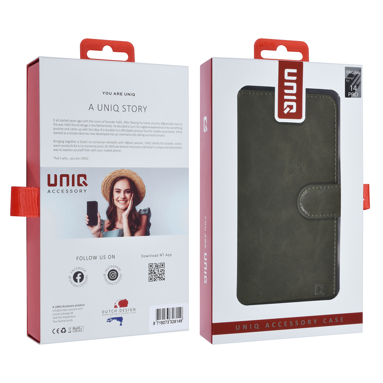UNIQ Accessory UNIQ Accessory DonkerGroen iPhone 14 Pro Booktype Pasjeshouder voor 9 pasjes - Magneetsluiting, foto 5 van 5