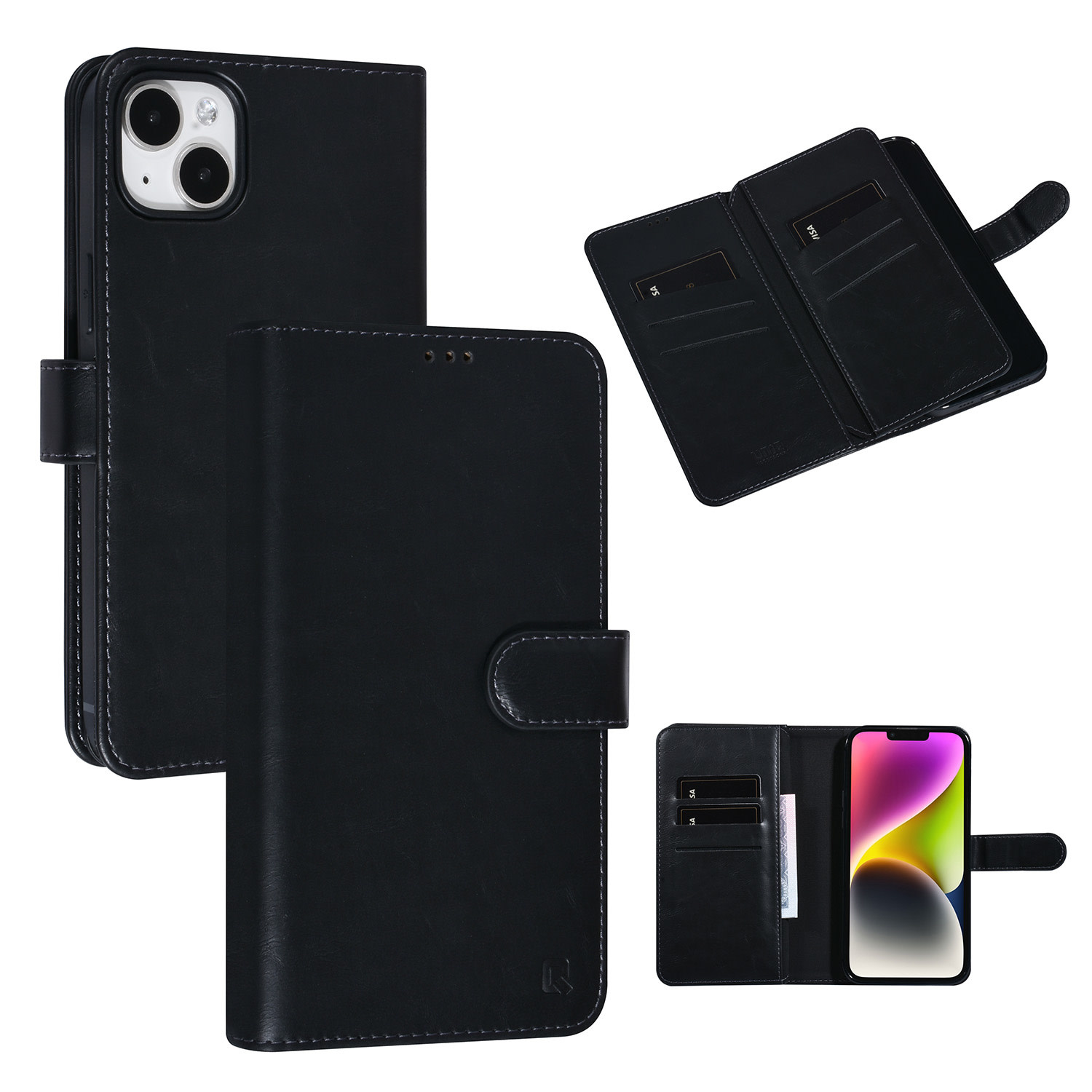 UNIQ Accessory UNIQ Accessory Zwart iPhone 14 & 15 Plus Booktype Pasjeshouder voor 9 pasjes - Magneetsluiting