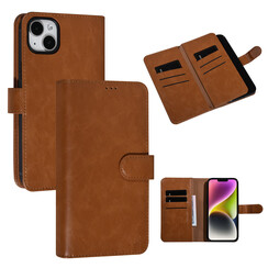 UNIQ AccessoryiPhone 14 & 15 Plus Marron Porte-cartes Booktype pour 9 cartes - Fermeture magnetique