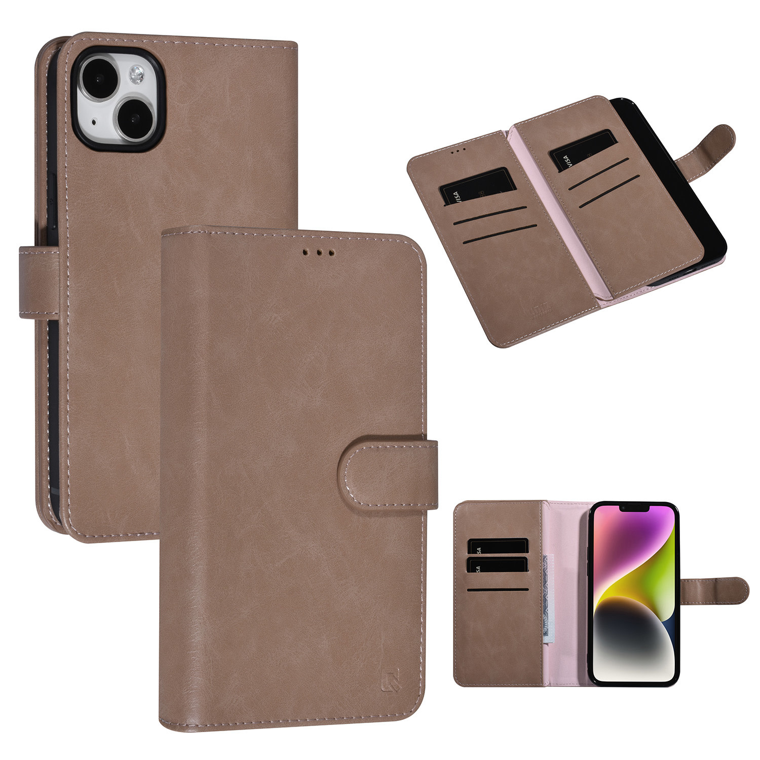 UNIQ Accessory UNIQ Accessory Roze iPhone 14 & 15 Plus Booktype Pasjeshouder voor 9 pasjes - Magneetsluiting