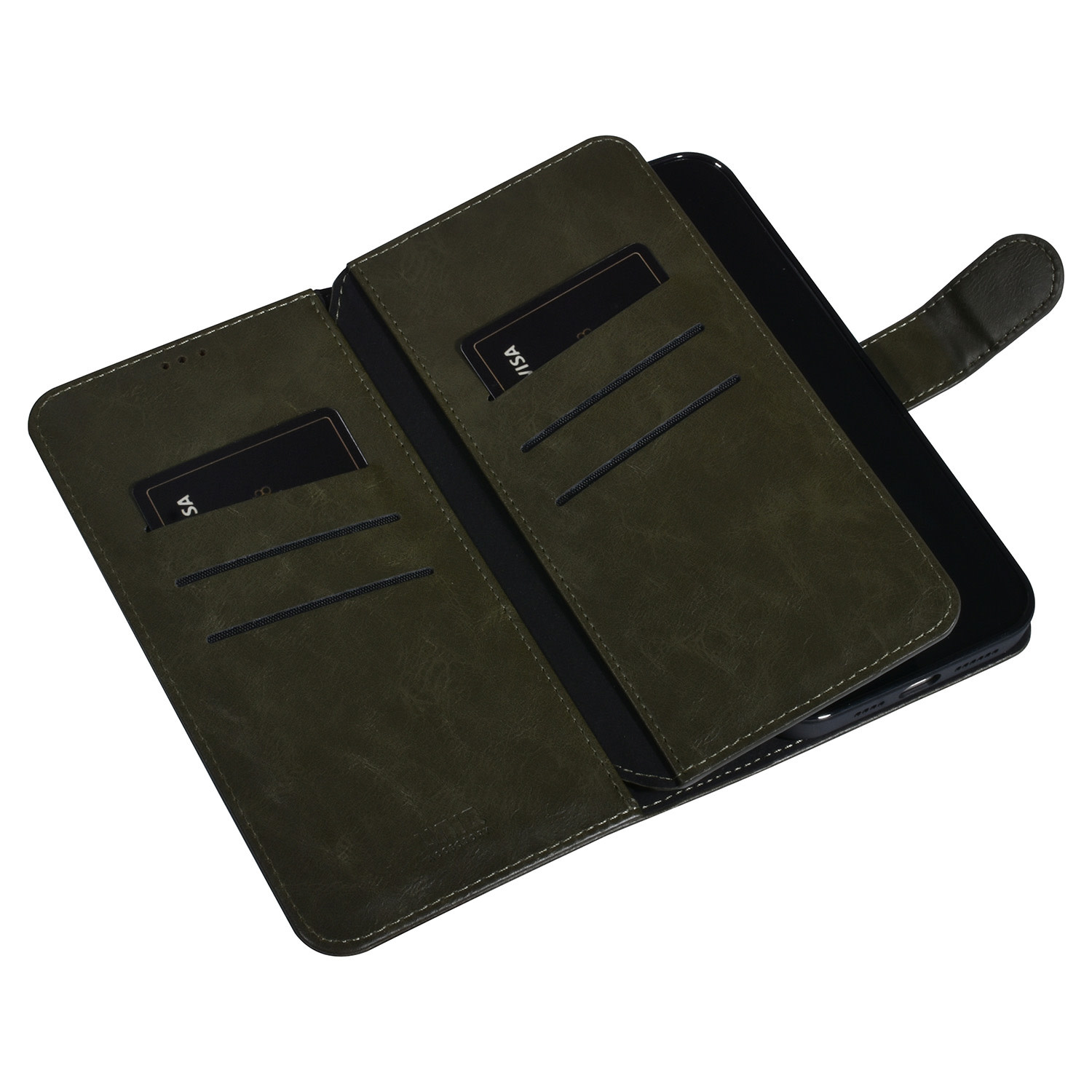 UNIQ Accessory UNIQ Accessory DonkerGroen iPhone 14 & 15 Plus Booktype Pasjeshouder voor 9 pasjes - Magneetsluiting, foto 4 van 5