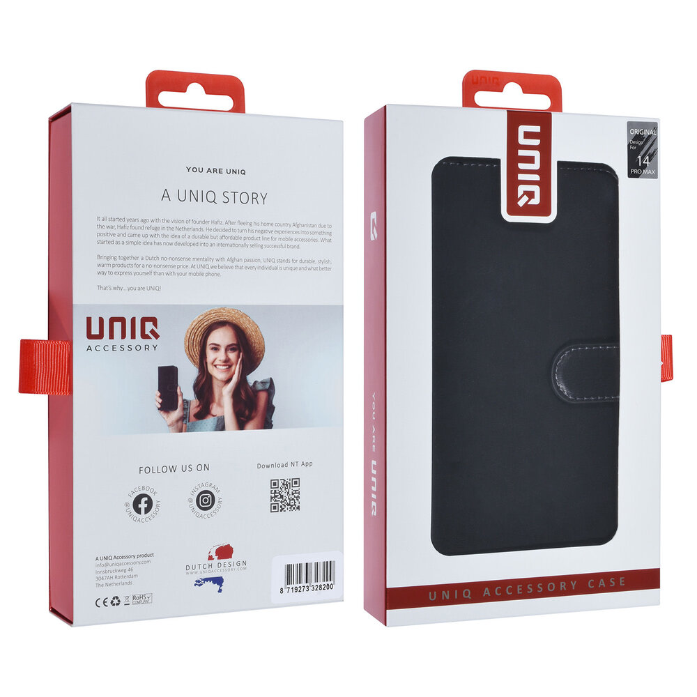 UNIQ Accessory UNIQ Accessory iPhone 14 Pro Max Black Booktype Card holder for 9 cards - Magnetic closure UNIQ Accessory UNIQ Accessory iPhone 14 Pro Max Black Booktype Card holder for 9 cards - Magnetic closure