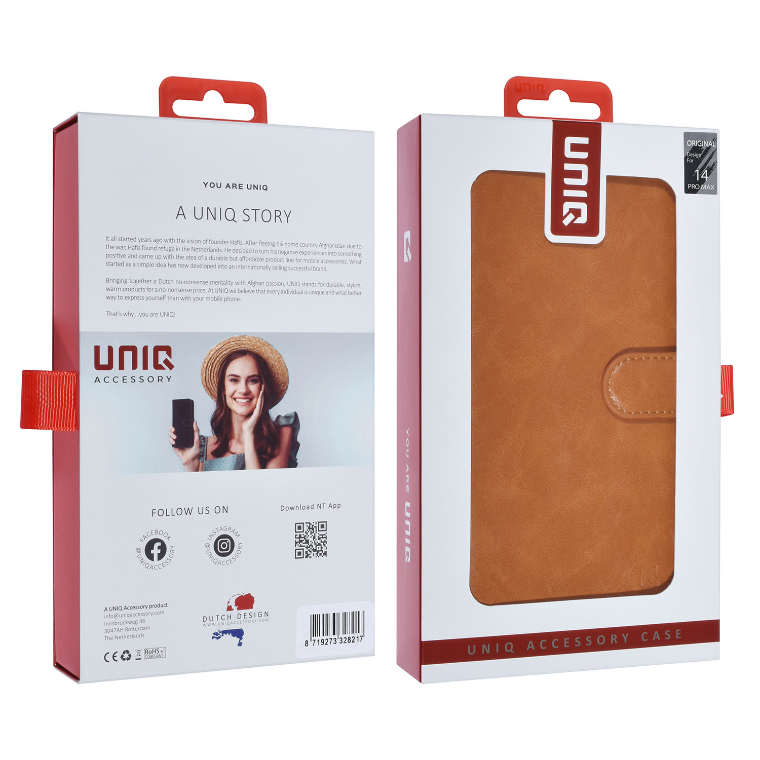 UNIQ Accessory UNIQ Accessory Bruin iPhone 14 Pro Max Booktype Pasjeshouder voor 9 pasjes - Magneetsluiting, foto 5 van 5