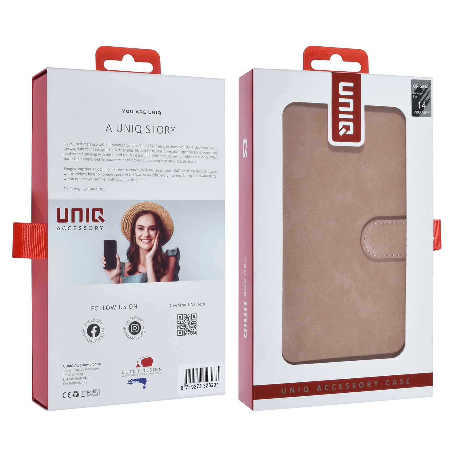 UNIQ Accessory UNIQ Accessory Roze iPhone 14 Pro Max Booktype Pasjeshouder voor 9 pasjes - Magneetsluiting, foto 5 van 5