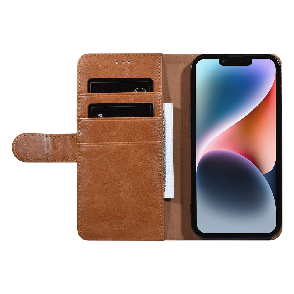UNIQ Accessory UNIQ AccessoryiPhone 14 & 13 Marron Porte-cartes Booktype pour 3 cartes - Fermeture magnetique UNIQ Accessory UNIQ AccessoryiPhone 14 & 13 Marron Porte-cartes Booktype pour 3 cartes - Fermeture magnetique