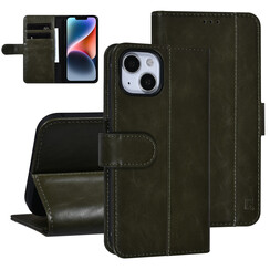 UNIQ Accessory DonkerGroen iPhone 14 & 13 Booktype Pasjeshouder voor 3 pasjes - Magneetsluiting