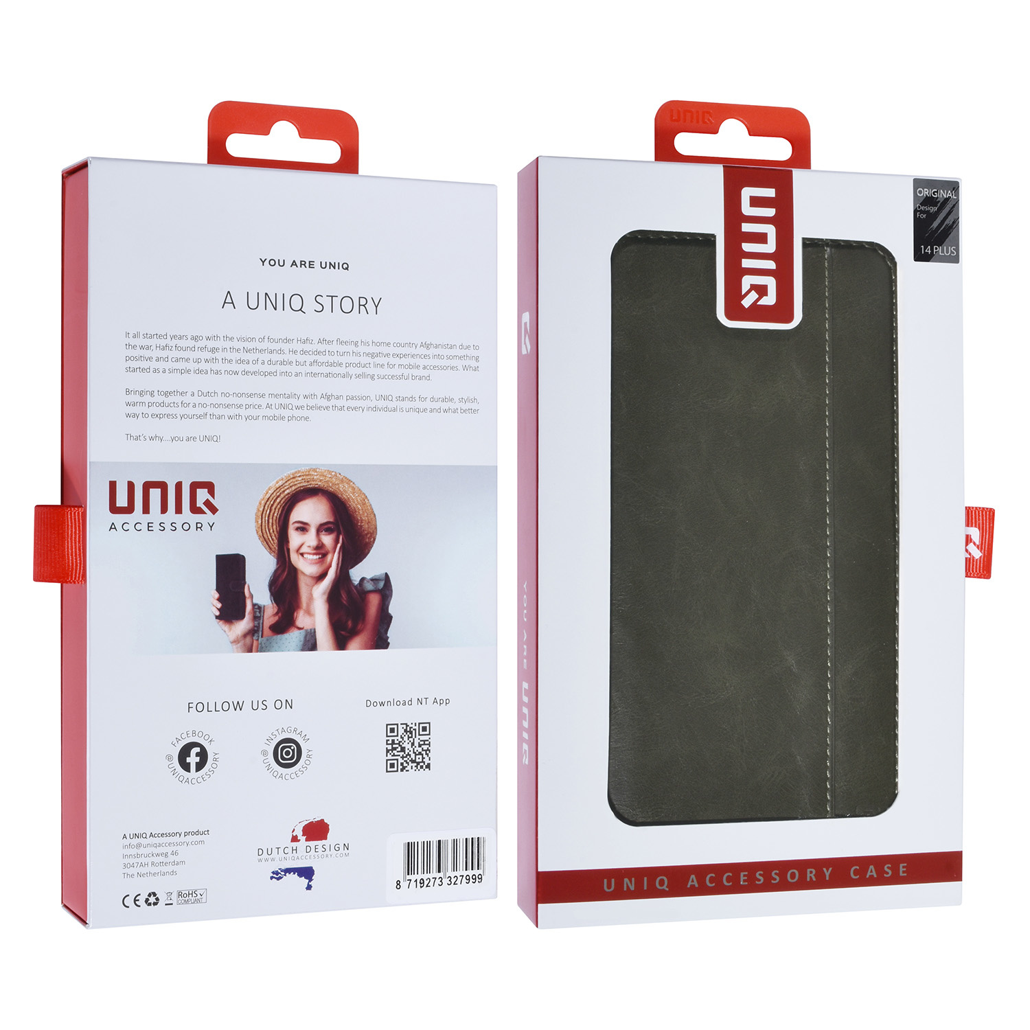UNIQ Accessory UNIQ Accessory DonkerGroen iPhone 14 & 13 Booktype Pasjeshouder voor 3 pasjes - Magneetsluiting, foto 5 van 5