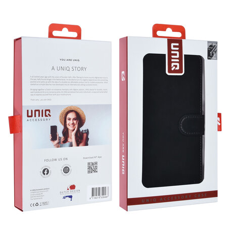 UNIQ Accessory UNIQ Accessory 2 in 1 iPhone 13 Pro Max Black Book type and back cover card holder - magnetic closure UNIQ Accessory UNIQ Accessory 2 in 1 iPhone 13 Pro Max Black Book type and back cover card holder - magnetic closure