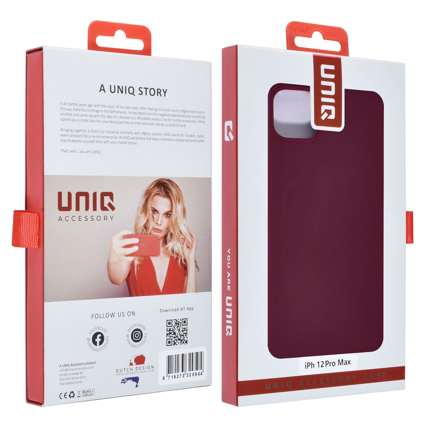 UNIQ Accessory UNIQ Accessory iPhone 12 Pro Max Premium Backcover hoesje - Bordeaux, foto 4 van 4
