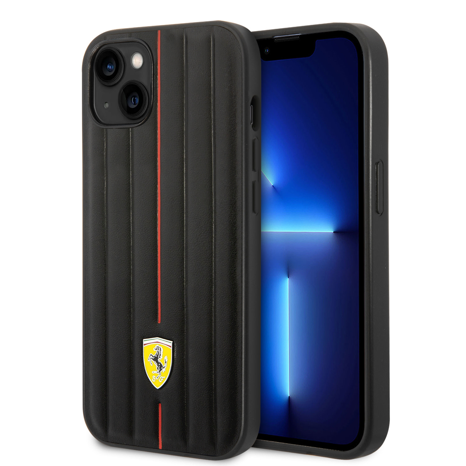 Ferrari Ferrari iPhone 14 & 15 Plus Hardcase Backcover - Hot Stamp - Red Line - Zwart