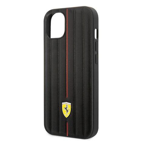 Ferrari Ferrari iPhone 14 & 15 Plus Hardcase Backcover - Hot Stamp - Red Line - Zwart Ferrari Ferrari iPhone 14 & 15 Plus Hardcase Backcover - Hot Stamp - Red Line - Zwart