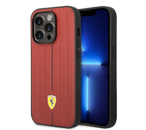 Ferrari Ferrari iPhone 14 Pro Hardcase Hot Stamp - Black Line - Red Ferrari Ferrari iPhone 14 Pro Hardcase Hot Stamp - Black Line - Red