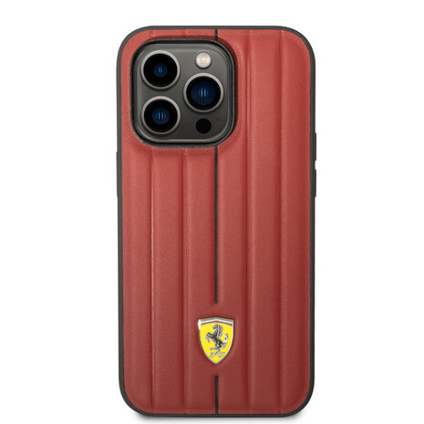 Ferrari Ferrari iPhone 14 Pro Hardcase Hot Stamp - Black Line - Red Ferrari Ferrari iPhone 14 Pro Hardcase Hot Stamp - Black Line - Red