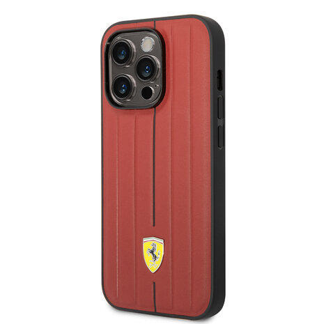 Ferrari Ferrari iPhone 14 Pro Hardcase Hot Stamp - Black Line - Red Ferrari Ferrari iPhone 14 Pro Hardcase Hot Stamp - Black Line - Red