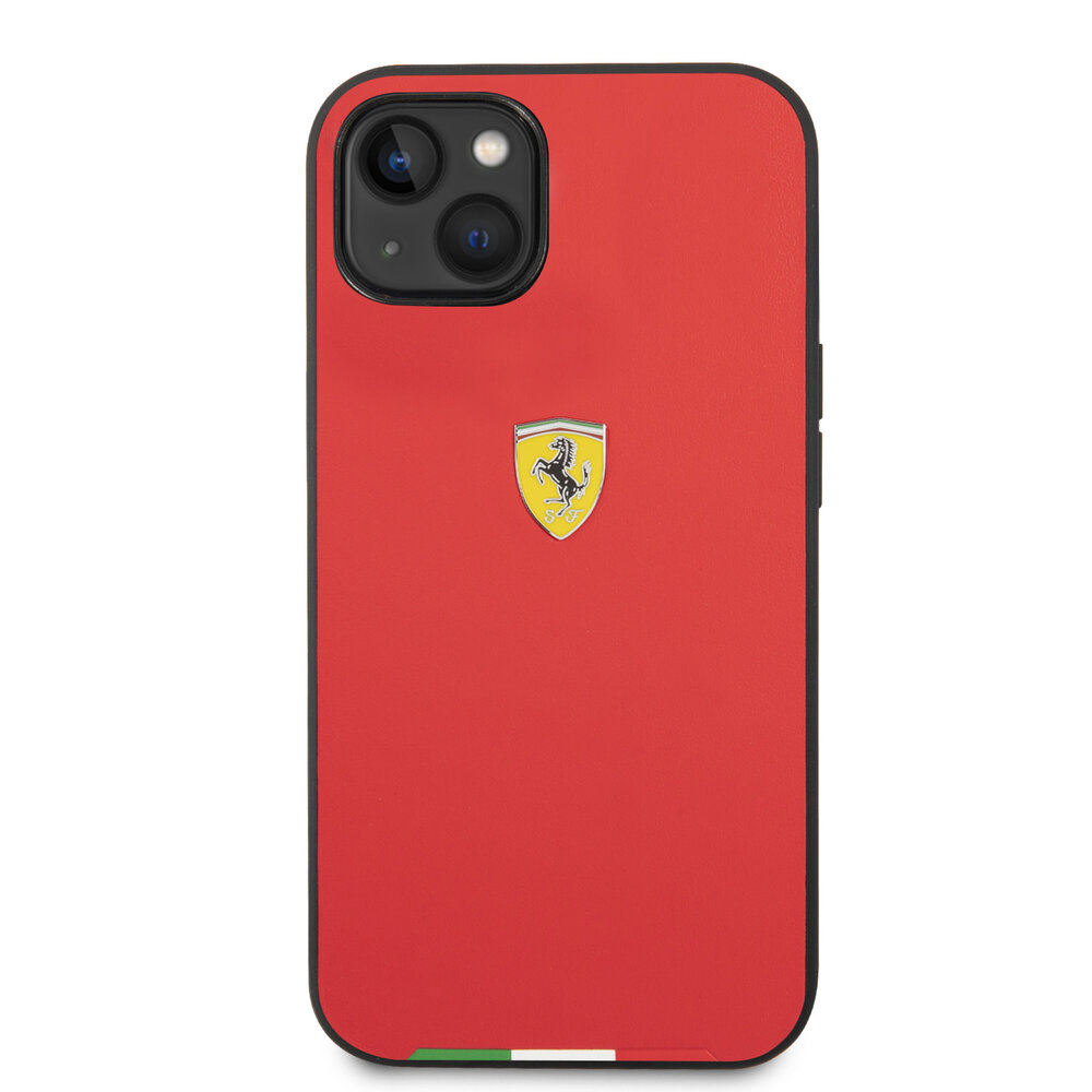 Ferrari Ferrari iPhone 14 & 15 Plus Hardcase Backcover - Italian Flag Line - Rood Ferrari Ferrari iPhone 14 & 15 Plus Hardcase Backcover - Italian Flag Line - Rood