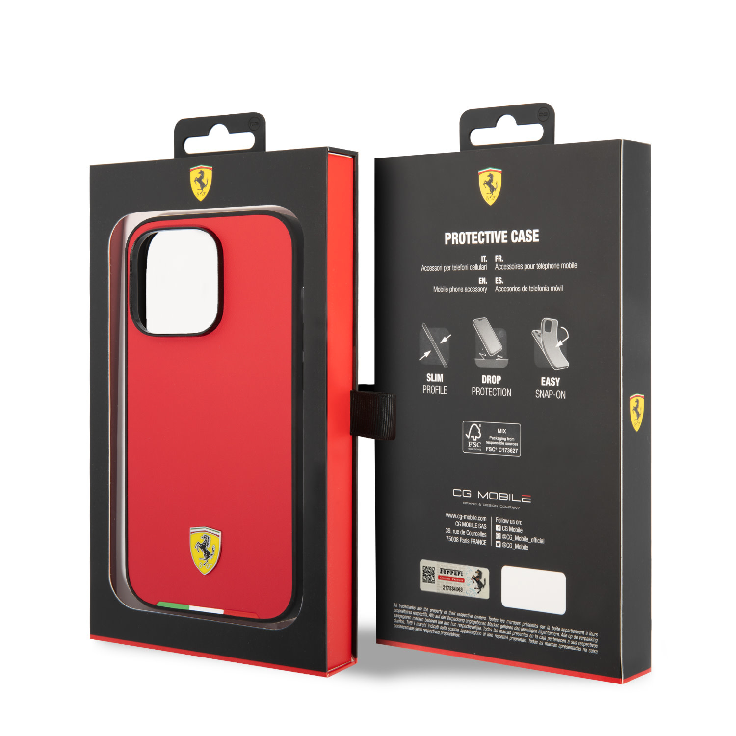 Ferrari Ferrari iPhone 14 Pro Max Hardcase Backcover - Italian Flag Line - Rood, foto 6 van 6