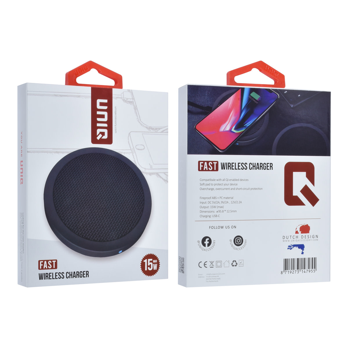 UNIQ Accessory UNIQ Accessory 15W Draadloze oplader 2A met USB-C - Zwart, foto 6 van 6