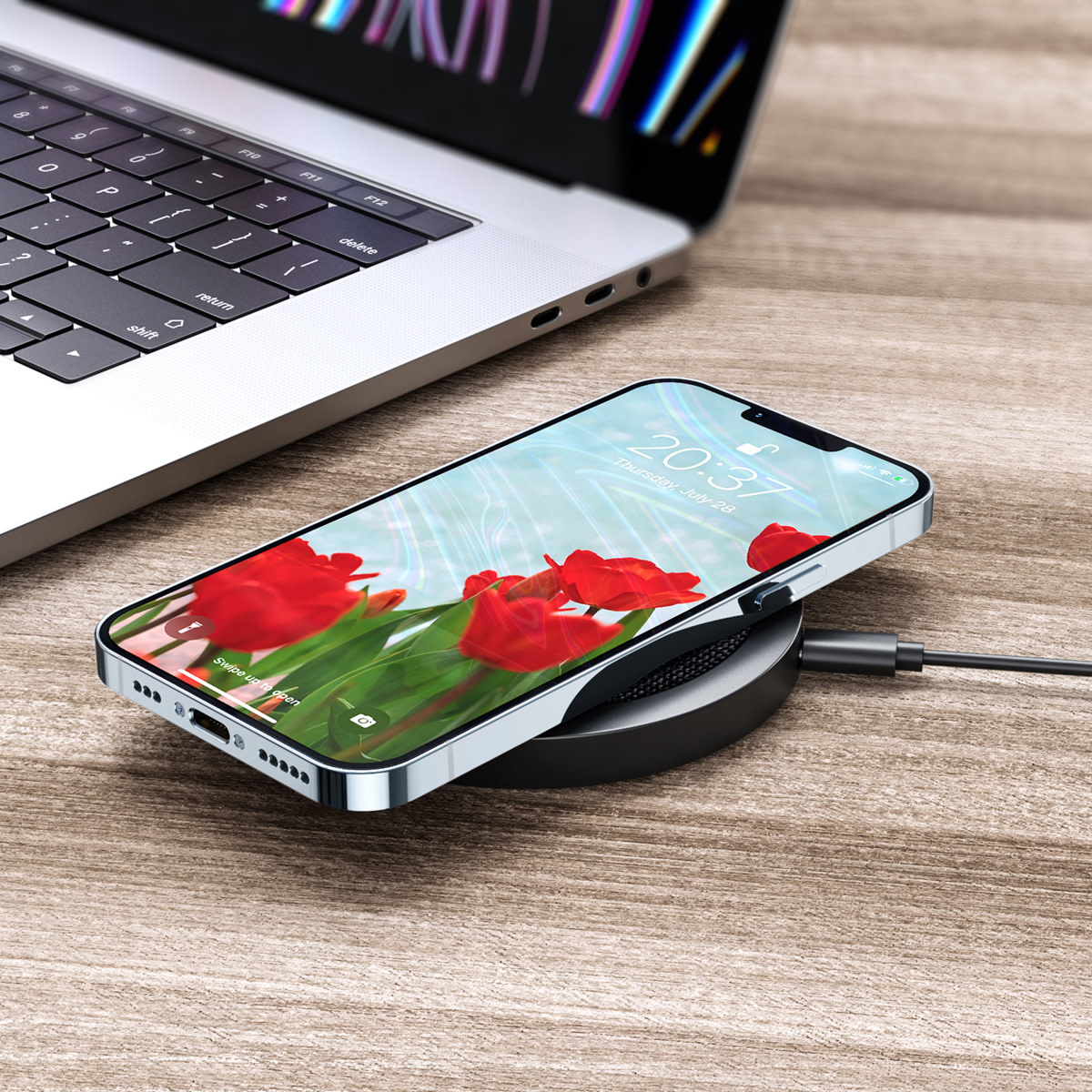 UNIQ Accessory UNIQ Accessory 15W Draadloze oplader 2A met USB-C - Zwart, foto 3 van 6
