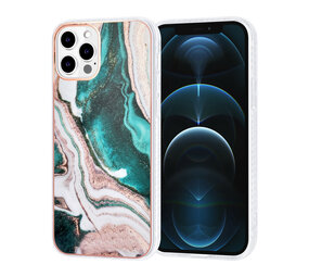 UNIQ Accessory UNIQ Accessory iPhone 12 - 12 Pro TPU Backcover hoesje - Marble Green UNIQ Accessory UNIQ Accessory iPhone 12 - 12 Pro TPU Backcover hoesje - Marble Green