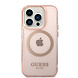 Guess Guess iPhone 14 Pro Hardcase-Rückseite - Gold Buttons & Camera - Magsafe Compatible - Durchscheinend - Rosa Guess Guess iPhone 14 Pro Hardcase-Rückseite - Gold Buttons & Camera - Magsafe Compatible - Durchscheinend - Rosa