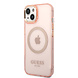 Guess Guess coque arriere rigide pour iPhone 14 & 13 - Gold Buttons & Camera - Magsafe Compatible - Translucide - Rose