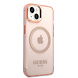 Guess Guess coque arriere rigide pour iPhone 14 & 13 - Gold Buttons & Camera - Magsafe Compatible - Translucide - Rose